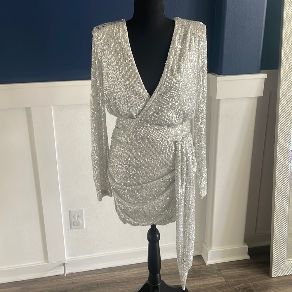 Sequence silver dress! Size L